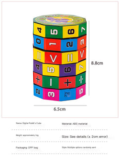 Cylindrical Six-Sided Math Cube for Kids Learning Toy