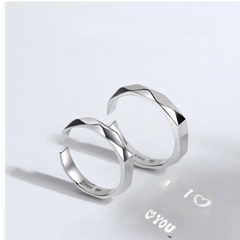 S925 Sterling Silver Light Reflecting Rings Show Surprise Love Pattern S
